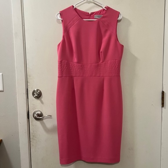 Kasper Separates Pink Sleeveless Zipper Closure Poly Blend Sheath Dress Sz 10 - Picture 6 of 14